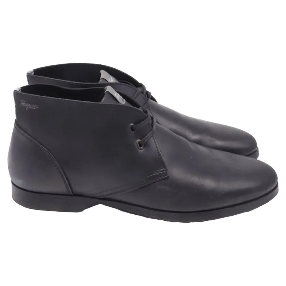 Ferragamo World Chukka Ankle Boots in Black Leather